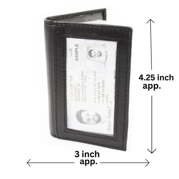 Men Pure Slim Genuine Leather Credit Card Holder, Black - Picture 2 of 15